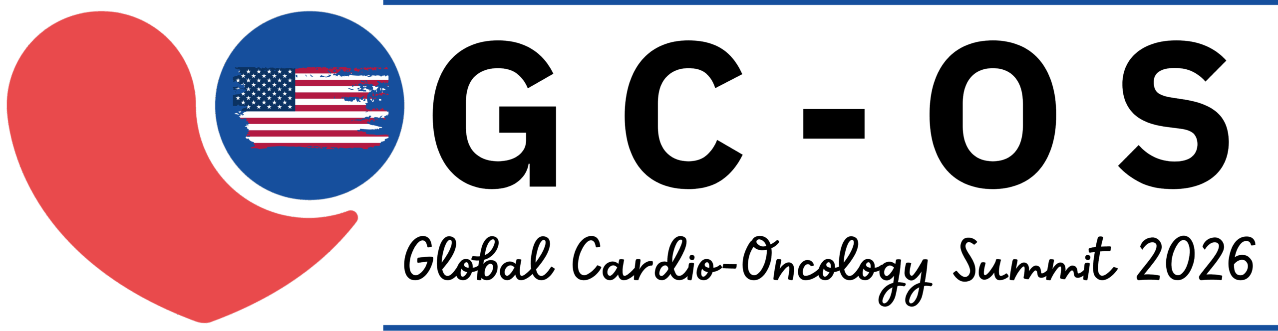 The GCOS 2025 - a heart made of red and blue geometric shapes with a tattered American flag in the blue circle